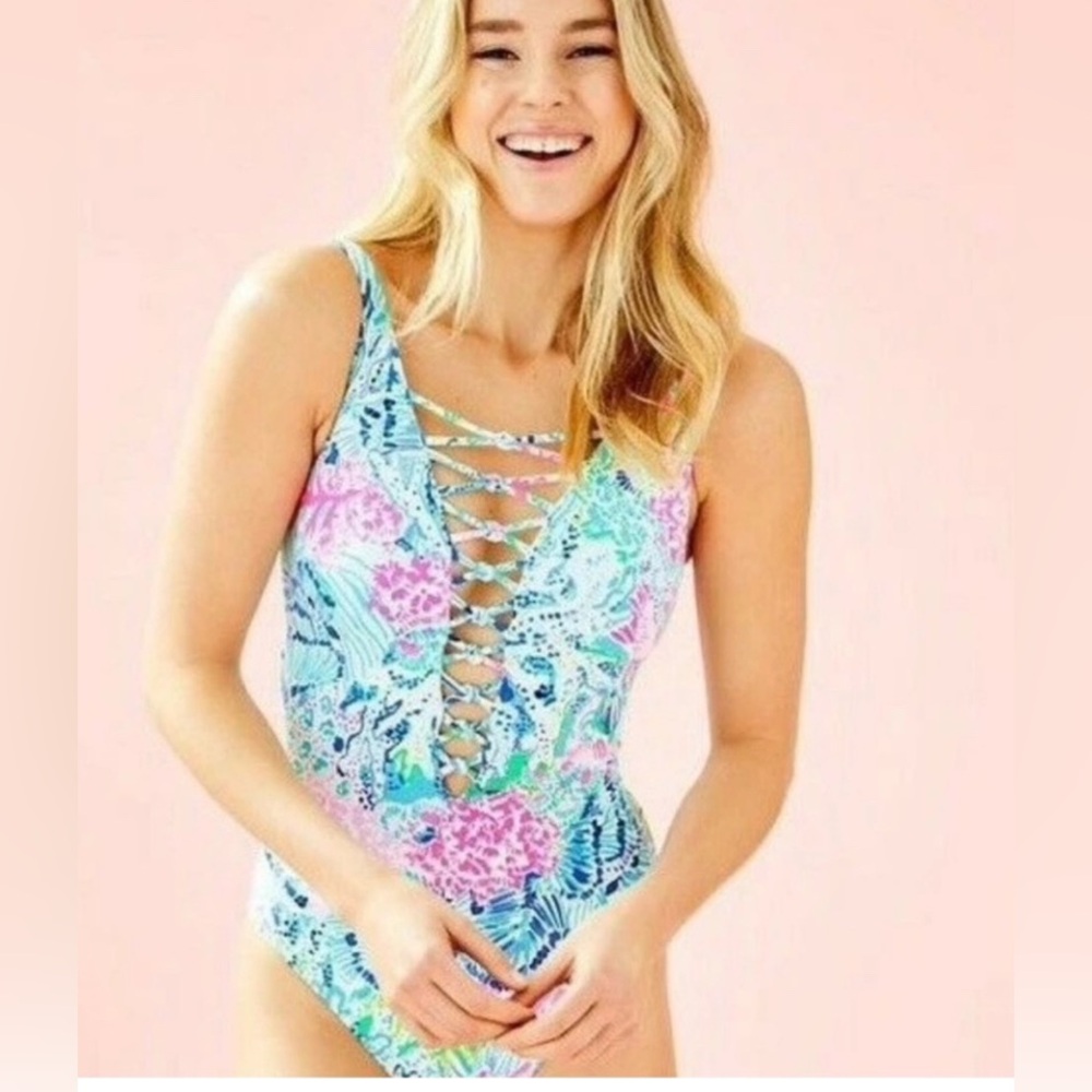 Lilly Pulitzer Multicolor Lace-Up Swimsuit
